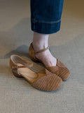 Damen Slingback-Ballerinas mit geflochtenem Obermaterial und modischem Riemen