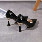 Damen elegante spitze Pumps mit glänzendem Krokodilprägung R&B