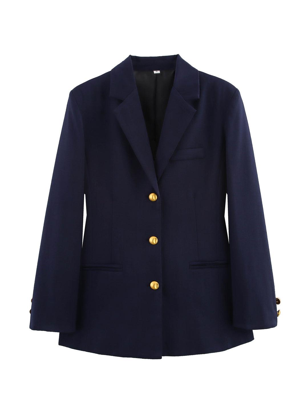 Damen karierten Blazer mit goldenen Knöpfen und praktischen Taschen R&B