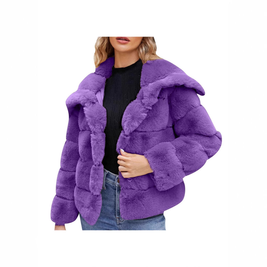 Damen Trendige Puffjacke mit weich gefüttertem Kunstfell R&B