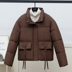 Damen gesteppte Übergangsjacke mit hohem Kragen und modernen praktischen Taschen R&B