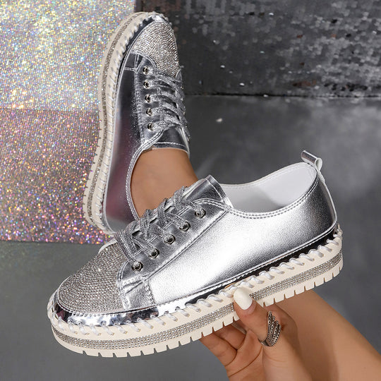 Damen Glamouröse Sneaker mit funkelndem Strass und trendiger Profilsohle R&B