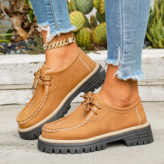 Damen bequeme Leder-Schnürschuhe mit rutschfester Sohle und praktischer Schnürung R&B