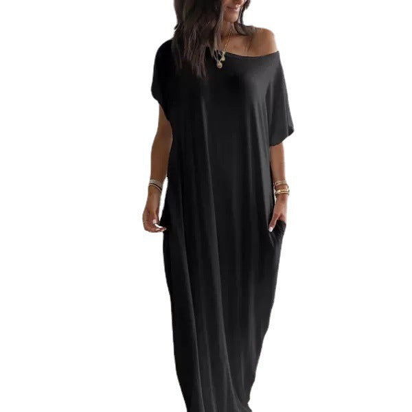 Damen lässiges Maxi-Überkleid mit weitem Schnitt und praktischen Taschen R&B