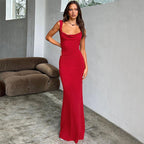 Damen Elegantes Maxikleid mit figurbetontem Schnitt und tiefem V-Ausschnitt R&B
