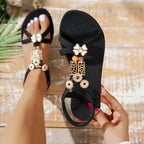 Damen Elegante Sandalen mit floralem Schmuckdesign R&B