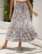 Damen Sommer-Rock mit floralen Mustern und voluminösem Saum R&B