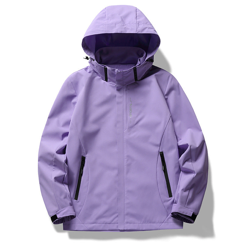 Damen wetterfeste Funktionsjacke mit verstellbarer Kapuze und atmungsaktiven Materialien R&B