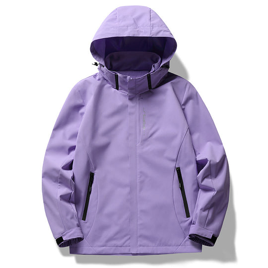 Damen wetterfeste Funktionsjacke mit verstellbarer Kapuze und atmungsaktiven Materialien R&B