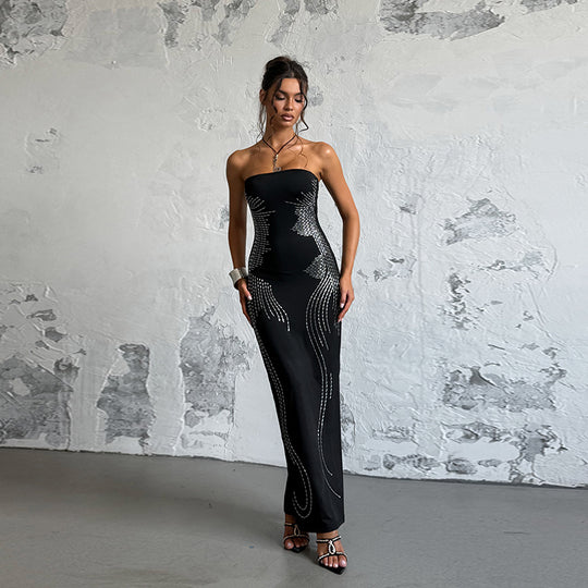Damen Elegantes Bandeau-Minikleid mit funkelnden Akzenten R&B