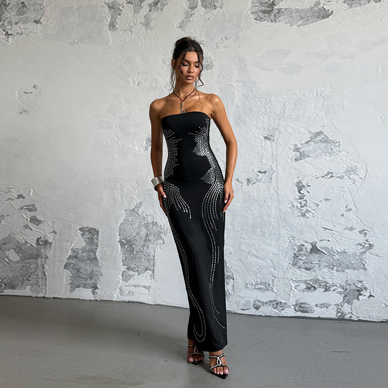 Damen Elegantes Bandeau-Minikleid mit funkelnden Akzenten R&B