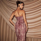 Damen figurbetontes Spitzenkleid mit Bustier-Oberteil und eleganten Details EB