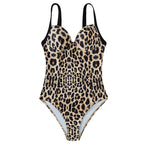 Damen Einteiler Badeanzug mit schickem Leopardenmuster
