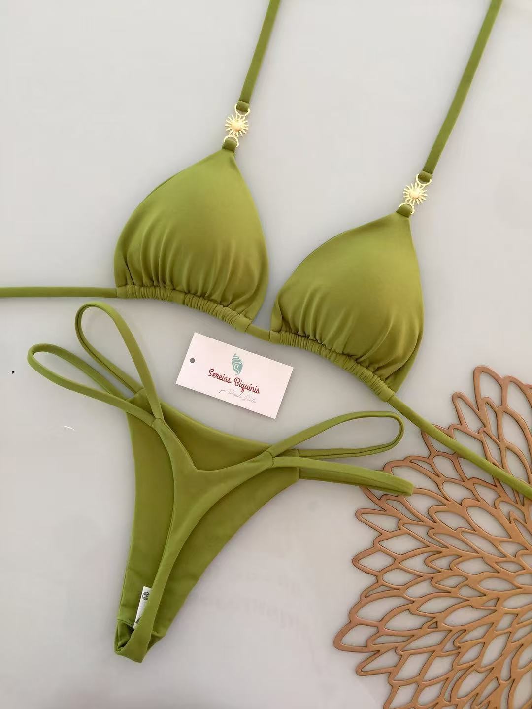 Damen Triangel-Bikini mit frischem Melonenmuster R&B