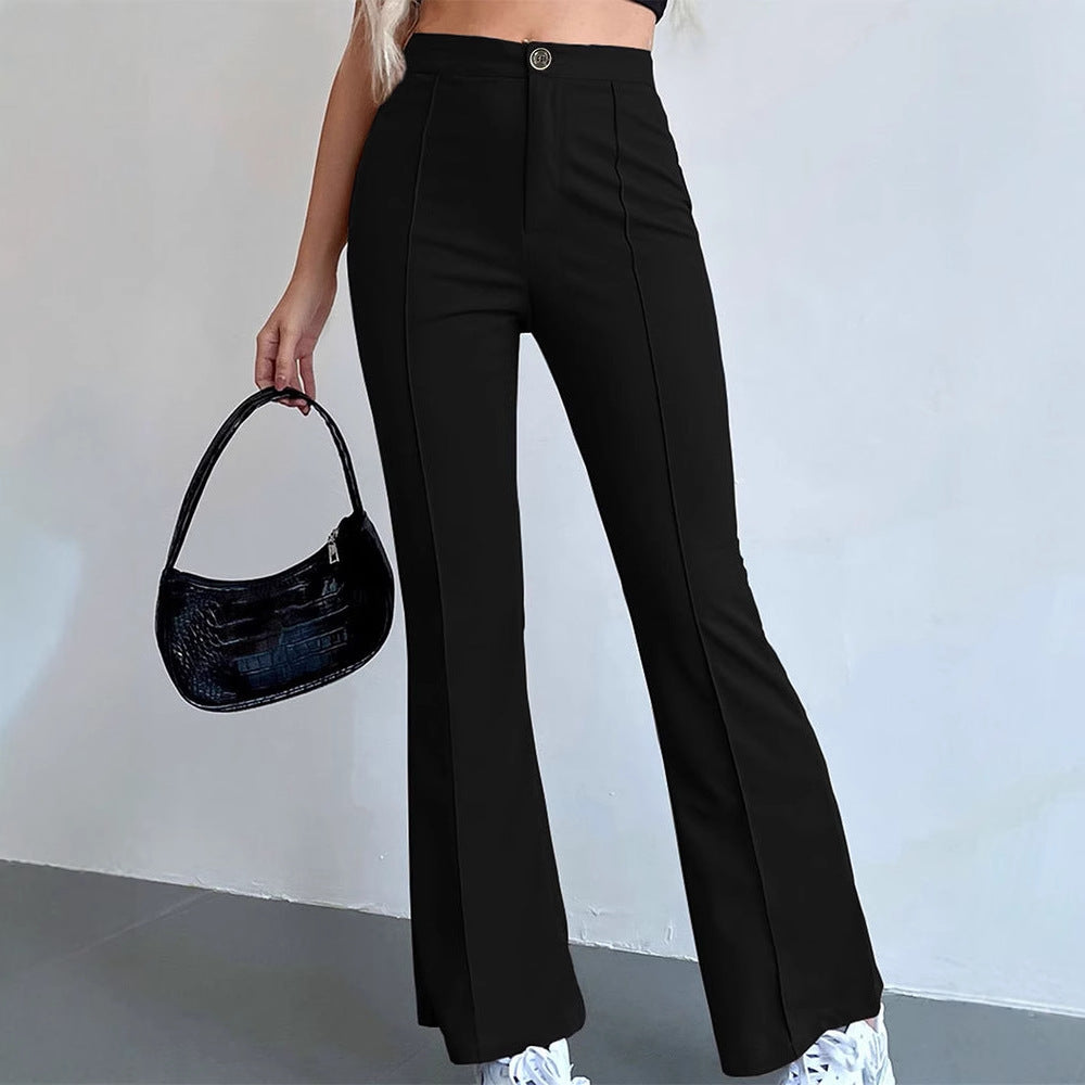 Damen elegante Business-Hose mit seitlichen Eingrifftaschen und schmalem Schnitt R&B