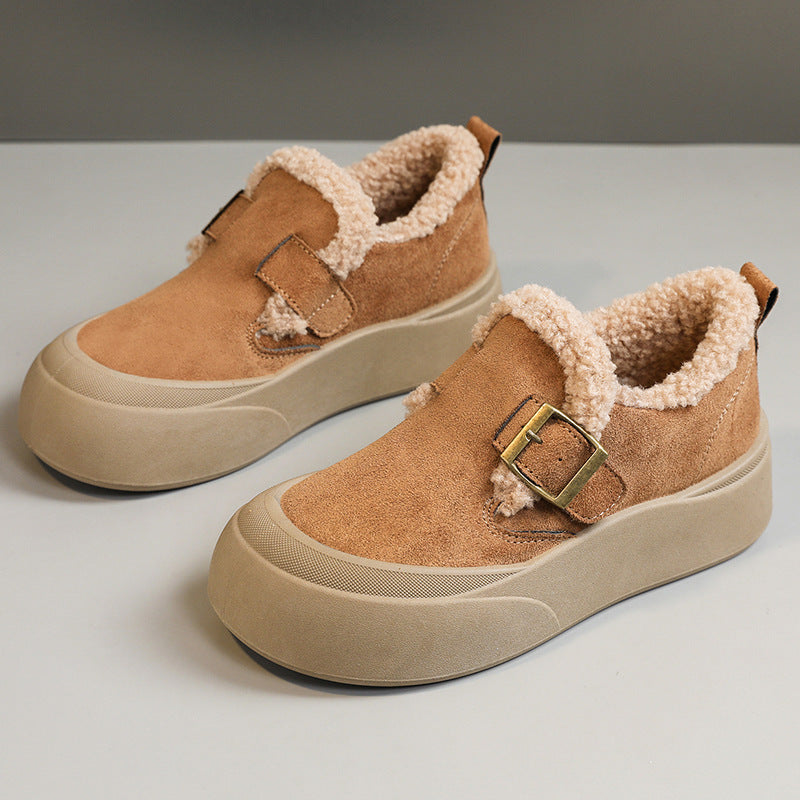 Damen bequemes Slipper mit wärmendem Innenfutter und modischem Schnallen-Design R&B
