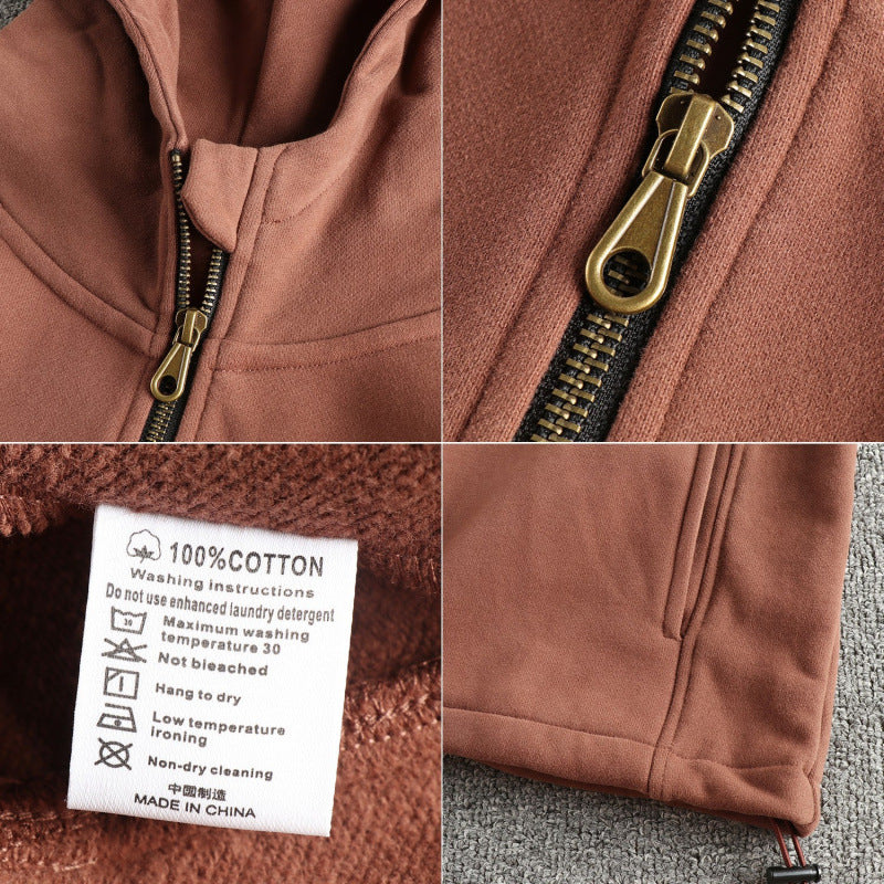 Herren Fleecejacke mit halbem Reißverschluss und seitlichen Eingrifftaschen R&B
