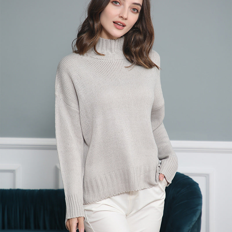 Damen hochgeschlossener Strickpullover mit strukturiertem Design R&B