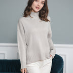 Damen hochgeschlossener Strickpullover mit strukturiertem Design