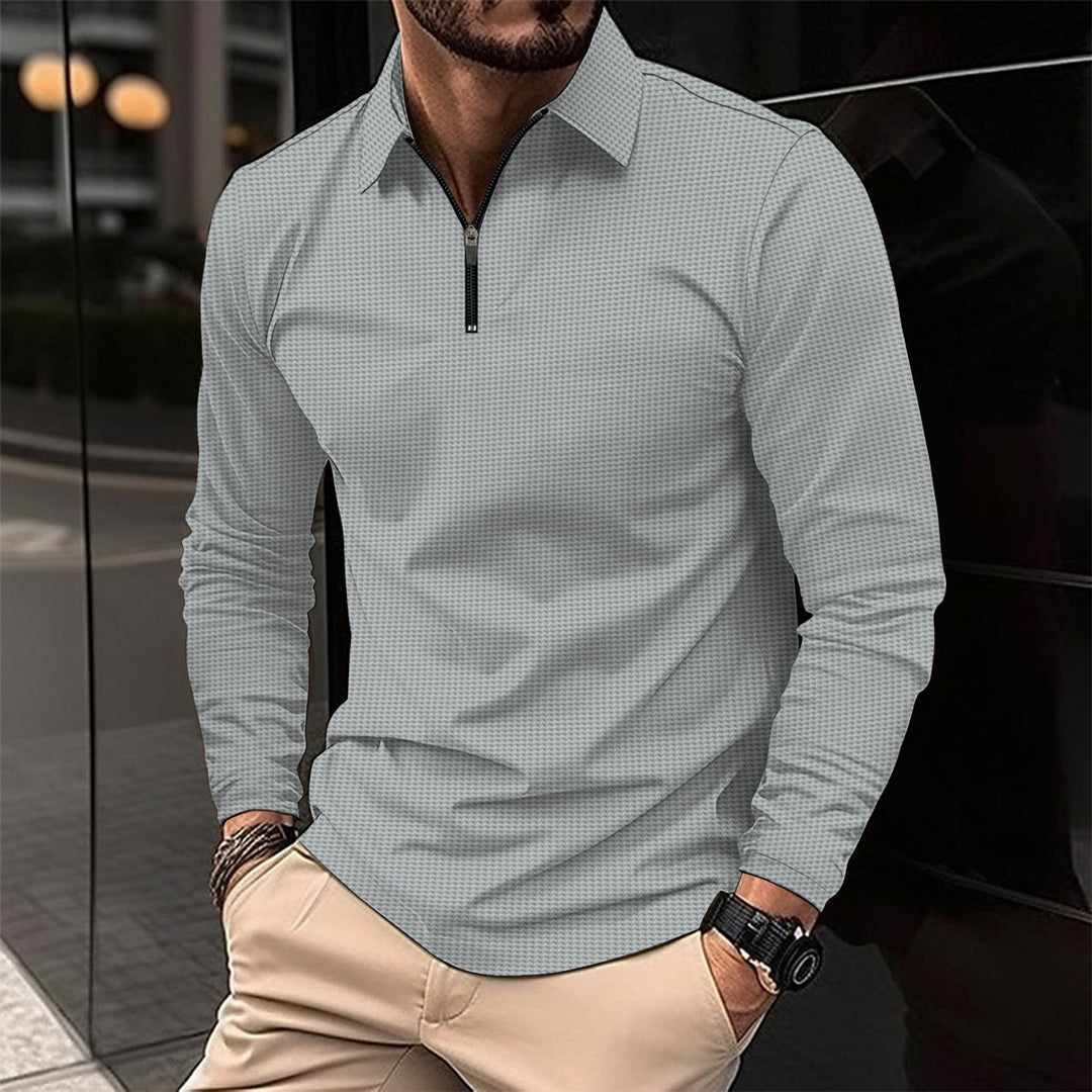 Herren Langarmshirt mit modernem Reißverschluss und strukturiertem Design R&B
