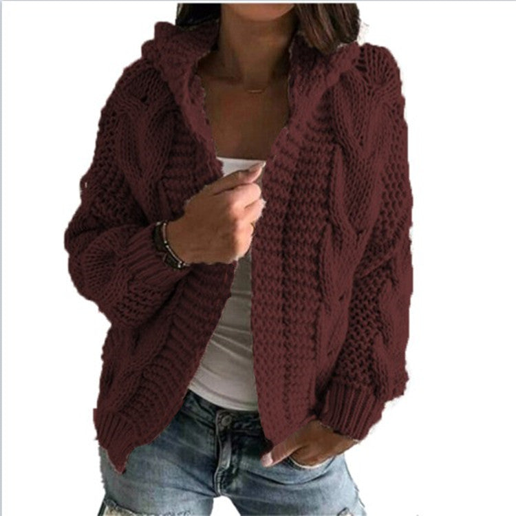 Damen Strickjacke mit voluminösem Zopfmuster und lässigem Schnitt R&B