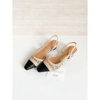 Damen Slingback-Pumps mit funkelndem Schmuckdetail und eleganter Spitze