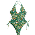 Damen Einteiliger Badeanzug mit floralem Cut-Out-Design und verstellbaren Bändern R&B