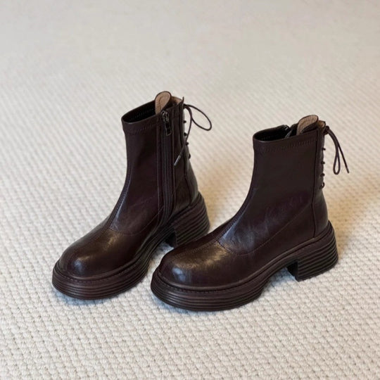 Damen Stiefeletten mit komfortablem Plateau und modischem Schnürdesign R&B