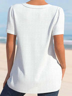 Damen Kurzarm-Bluse mit elegantem Knopfverschluss und strukturiertem Design R&B