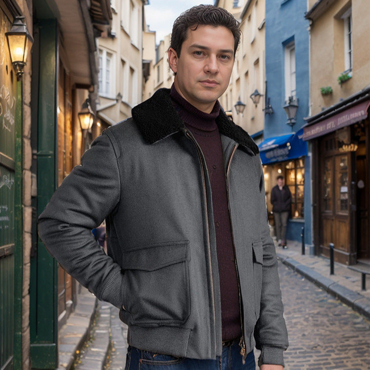 Herren warme Fleecejacke mit Stehkragen und praktischen Taschen R&B