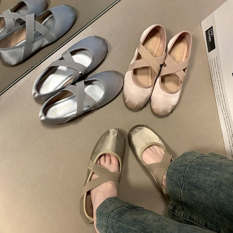 Damen Ballerinas mit dekorativem Riemen und komfortablem Fußbett R&B
