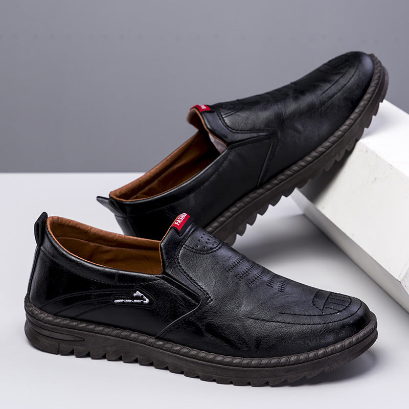 Herren Slip-On Freizeitschuhe aus Leder mit rutschfester Sohle R&B