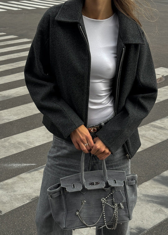 R&B | Wollmischung Zip-Up Jacke