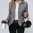 Damen Chic Tailored Blazerjacke mit asymmetrischem Saum und Knopfdetails R&B