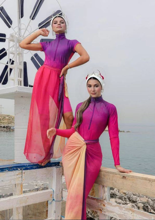 Damen modischer Schwimmanzug mit elegantem Wickellook R&B