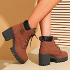 Damen modische Chunky-High-Top-Stiefeletten mit stabiler Profilsohle und elegantem Design R&B