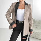 Damen Blazer mit eleganter Satin-Oberfläche und kontrastierenden Besätzen R&B