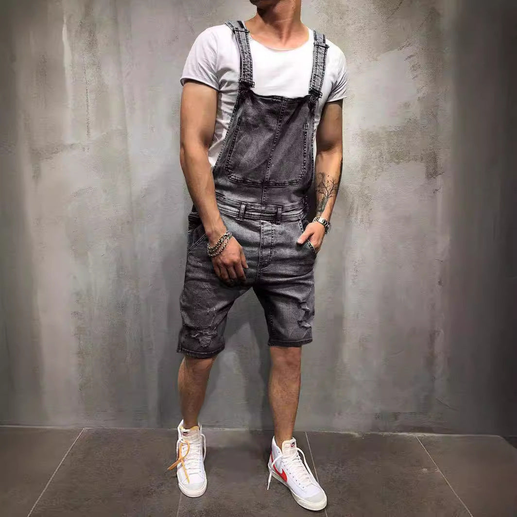 Herren Denim-Latzhose im modernen Used-Look