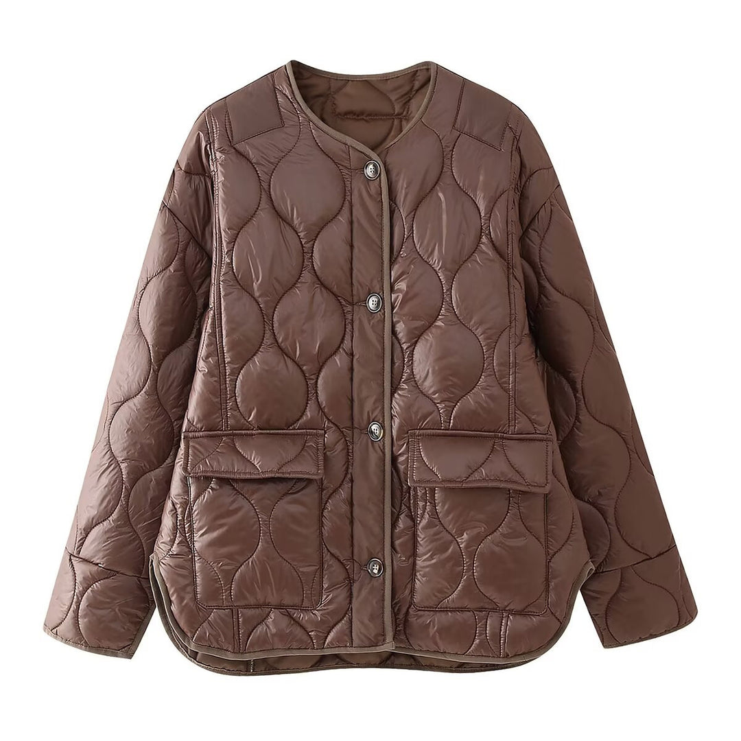 Damen Quilted Jacke mit Knopfverschluss und praktischen Taschen R&B