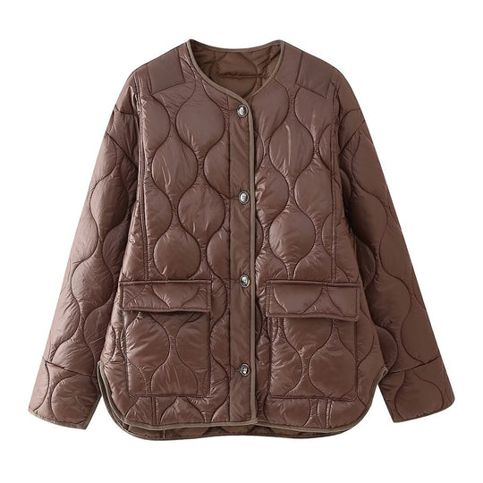 Damen Quilted Jacke mit Knopfverschluss und praktischen Taschen R&B