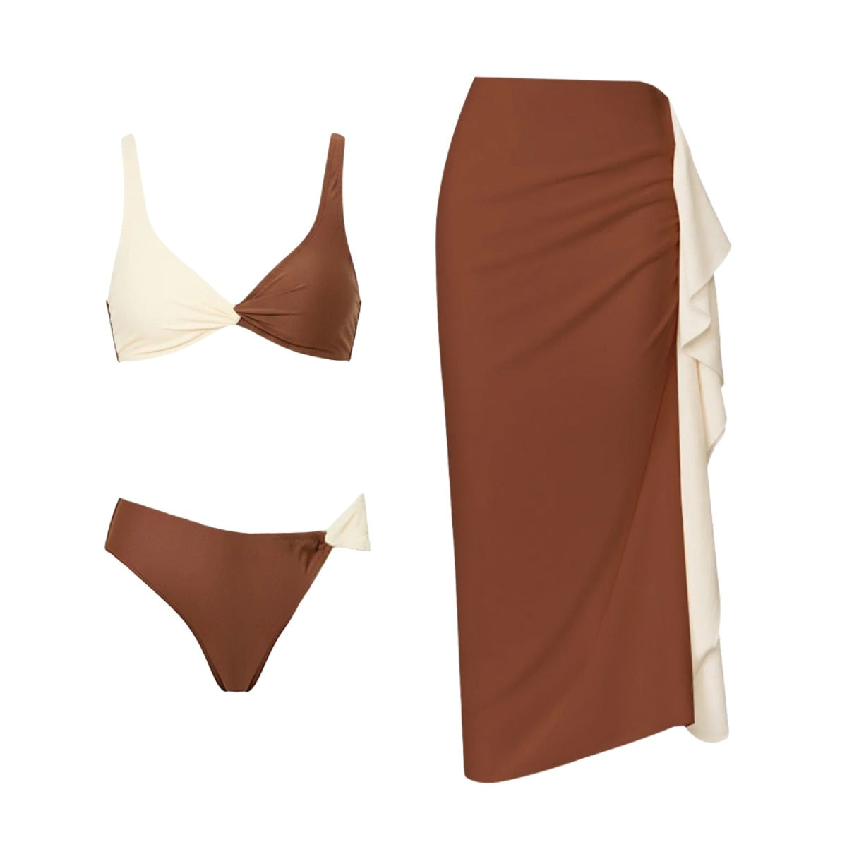 Damen Bikiniset mit eleganter Drapierung und modischem Wickelrock R&B