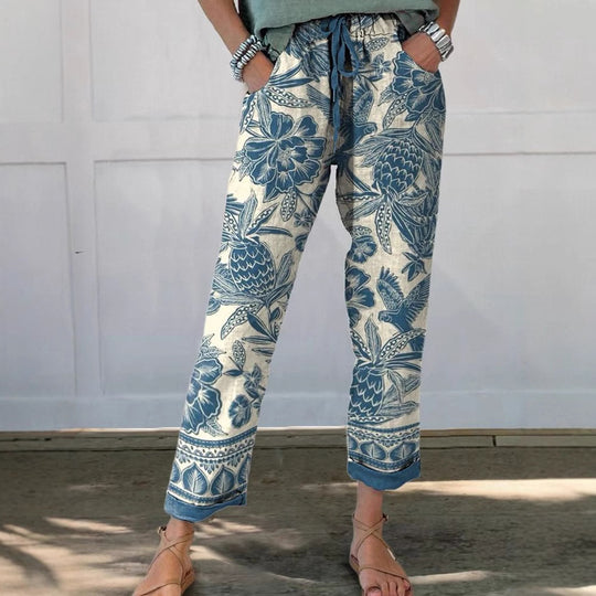 Damen Blumenmuster Freizeithose R&B