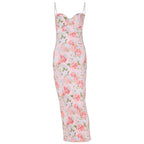 Damen Elegantes figurbetontes Maxikleid mit floralem Design R&B