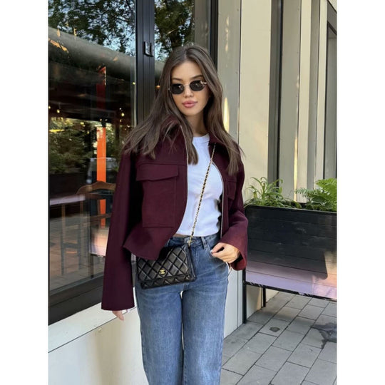Damen stylische und funktionale Wolle-Jacke R&B