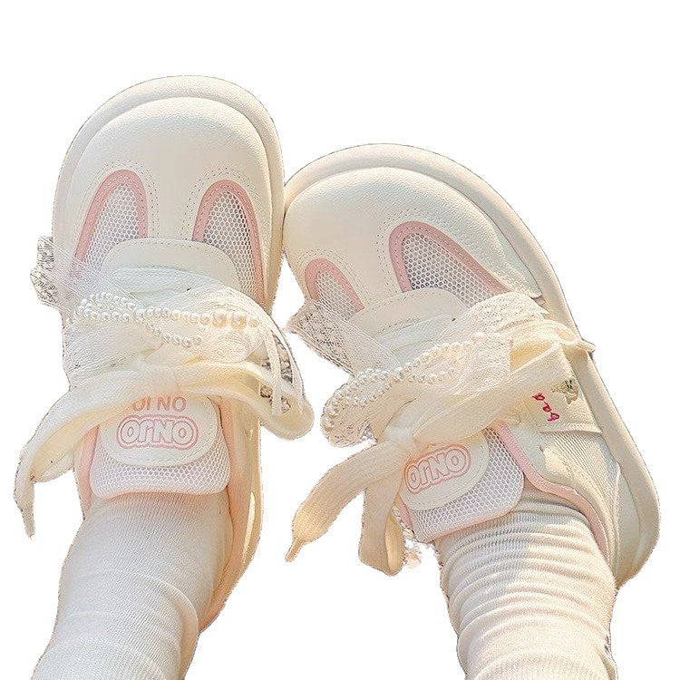 Damen Sportliche Sneaker mit modischem Spitzenelement und atmungsaktiver Oberfläche R&B