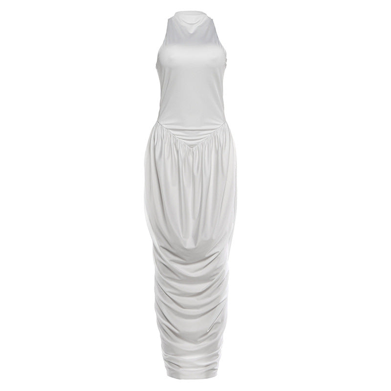 Damen Elegantes Maxi-Jumpsuit mit hohem Kragen und fließendem Saum R&B