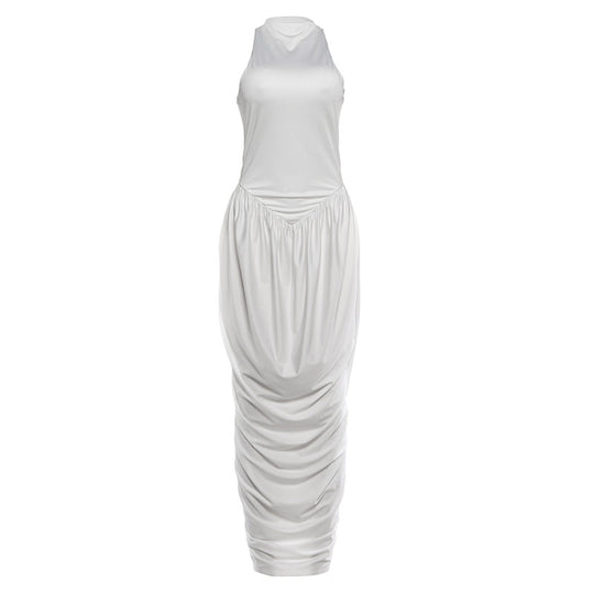Damen Elegantes Maxi-Jumpsuit mit hohem Kragen und fließendem Saum R&B