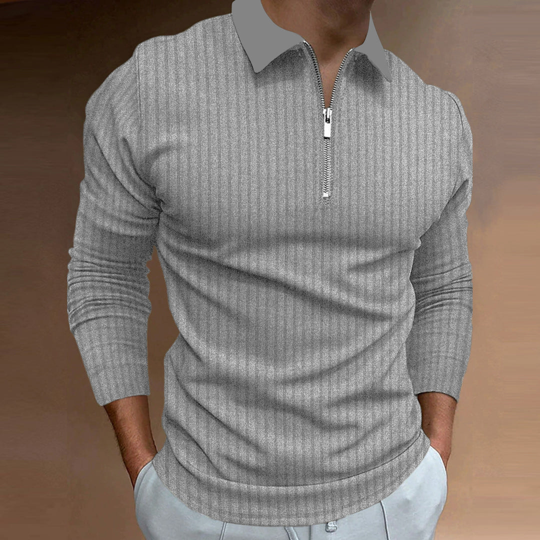 Herren Poloshirt mit elegantem Reißverschluss und strukturiertem Design R&B