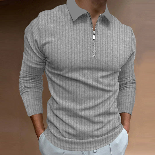 Herren Poloshirt mit elegantem Reißverschluss und strukturiertem Design R&B