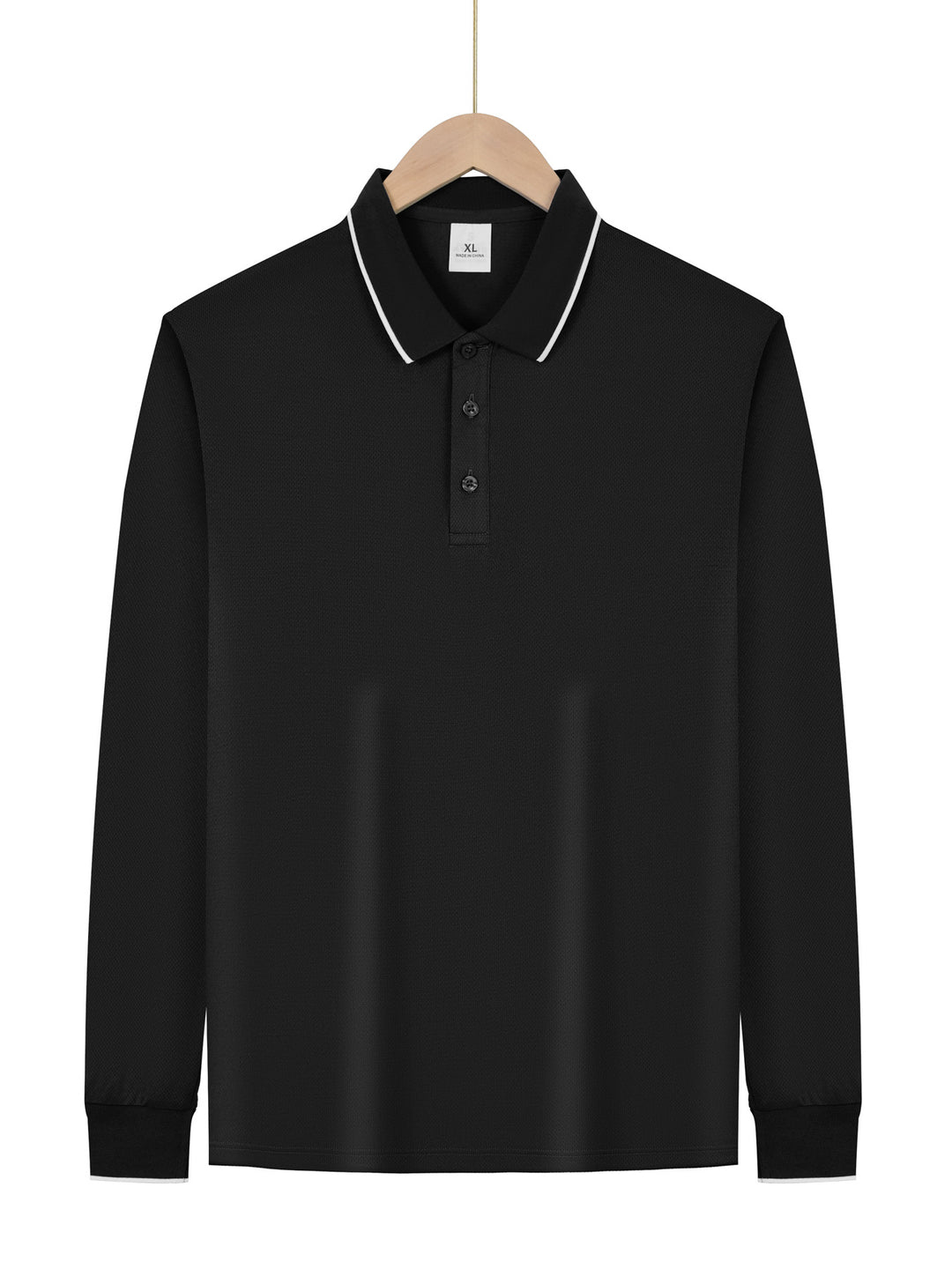 Herren nan langärmeliges Piqué-Poloshirt mit Kontrastpaspel am Kragen und Bündchen R&B